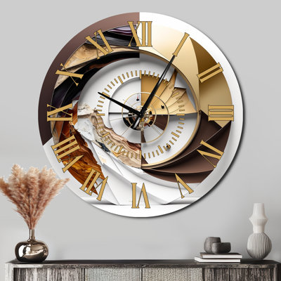 Caclulating The Universe Vintage Spiral Art IV - Abstract Spirals Golden Face Wall Clock