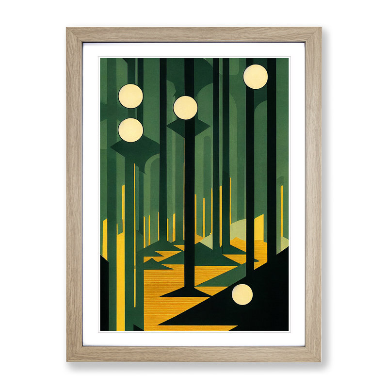 Modern Forest No.4 Abstract - Framed Print, 46cm H x 34cm W x 2cm D, Oak