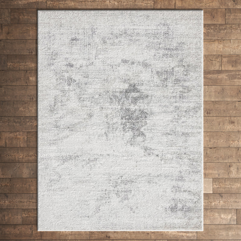 Tapis gris / blanc Kater, Rectangulaire 7 pi x 10 pi