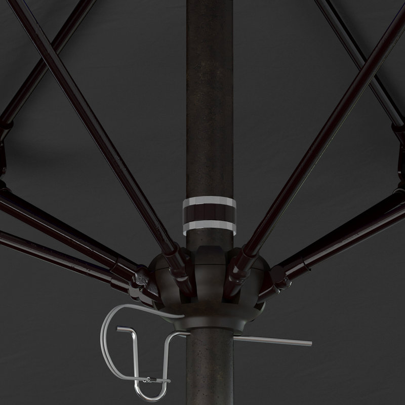 Parasol de marché commercial en aluminium Geil, Toile Sunbrella® noir, Bronze