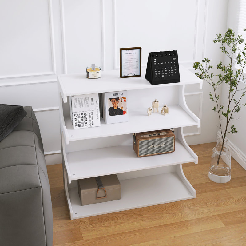 4-Tier Book Shelf & Coffee Table For Living Room, White