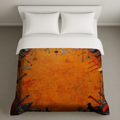 Orange Grunge Music Collage Duvet Covers