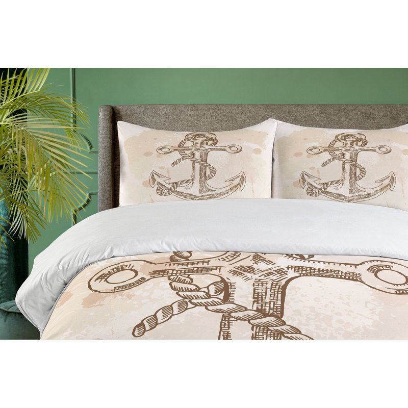 Coastal Polyester Duvet Cover, Calking Duvet Cover + 2 Standard Shams