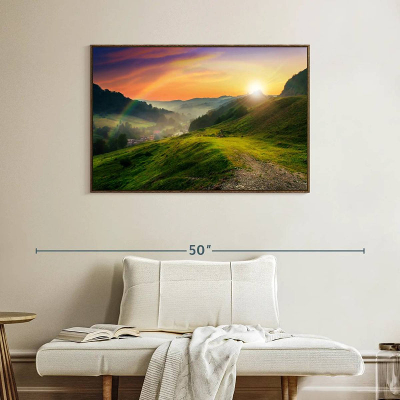 Matinée arc-en-ciel, Cadre flottant noyer, 40 po x 27 po
