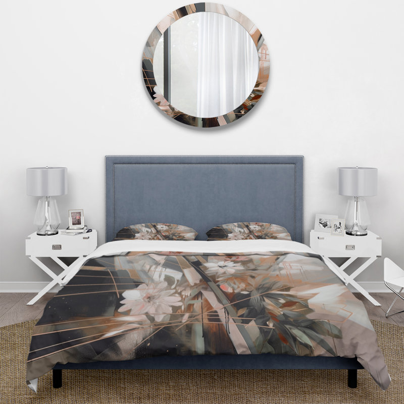 Ensemble de housse de couette en microfibre / polyester Rose Gold Linear, Housse de couette pour très grand lit et 2 très