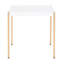 Table de bout carrée avec pieds en métal, blanc et or