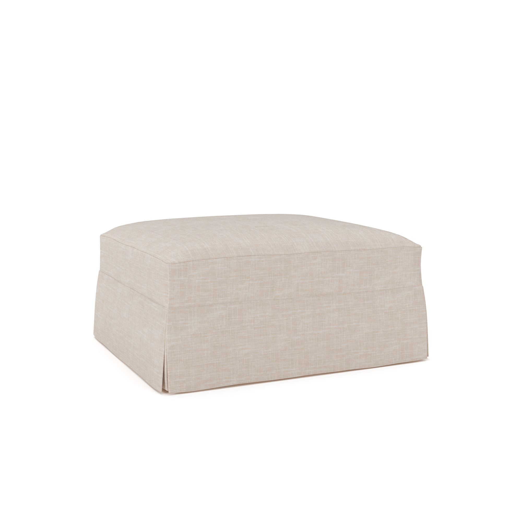 Lucia Upholstered Ottoman, Lena Sand Performance Linen Blend