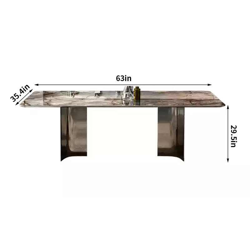 Rectangular Microcrystal Stone Dining Table, 29.5"H x 63"L x 35.4"W