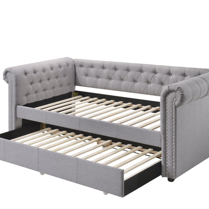Justice Smoke Gray Fabric Daybed W/Trundle (Daybed)