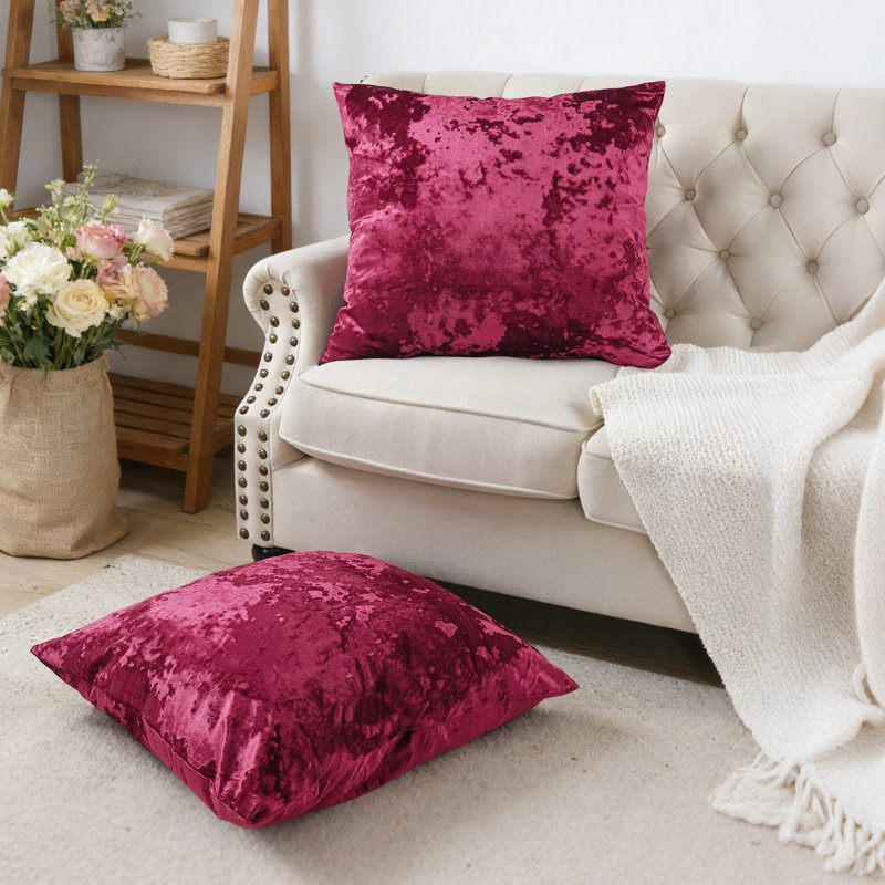 Crushed Velvet Euro Pillow Cover, Garnet