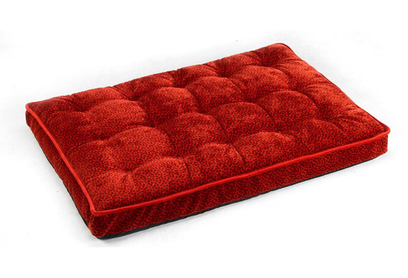 Lit pour chien avec matelas Luxury, Petit (l 23 po x P 17 po x H 3 po), Os cerise