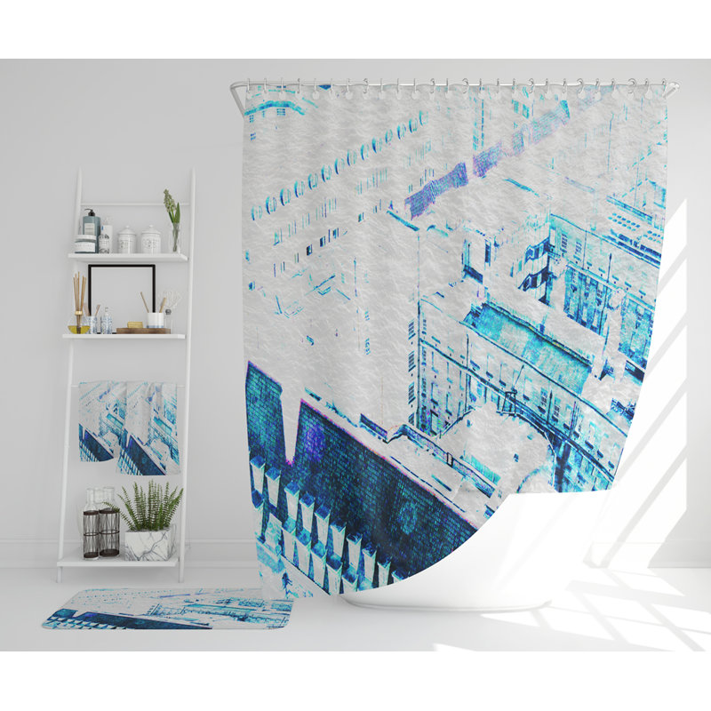 Neilius Polyester Shower Curtain Set, Blue