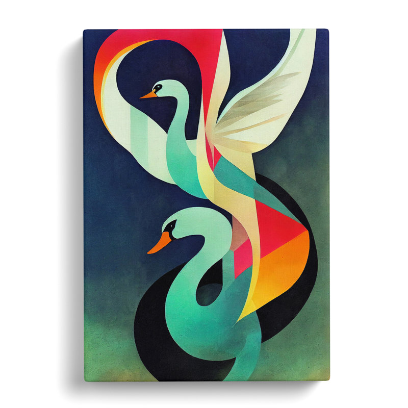 Swan in Abstract No.2 - Wrapped Canvas, 50cm H x 35cm W x 3cm D