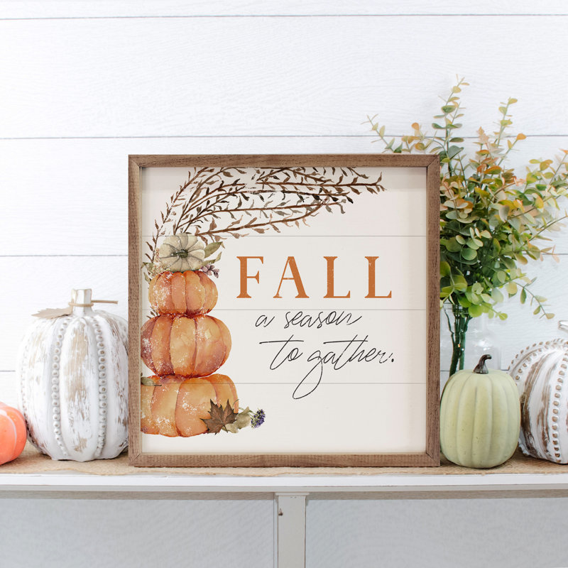 Fall a Season To Gather Pumpkins - blanc, H 4 po x l 4 po x P 1 po