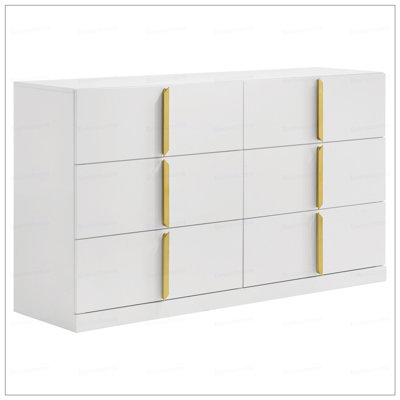High Gloss 6-drawer Dresser Cabinet