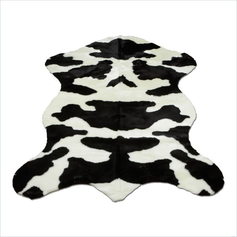 Tapis lavable en fausse fourrure de vache, Peau 4 pi 7 po x 6 pi 7 po