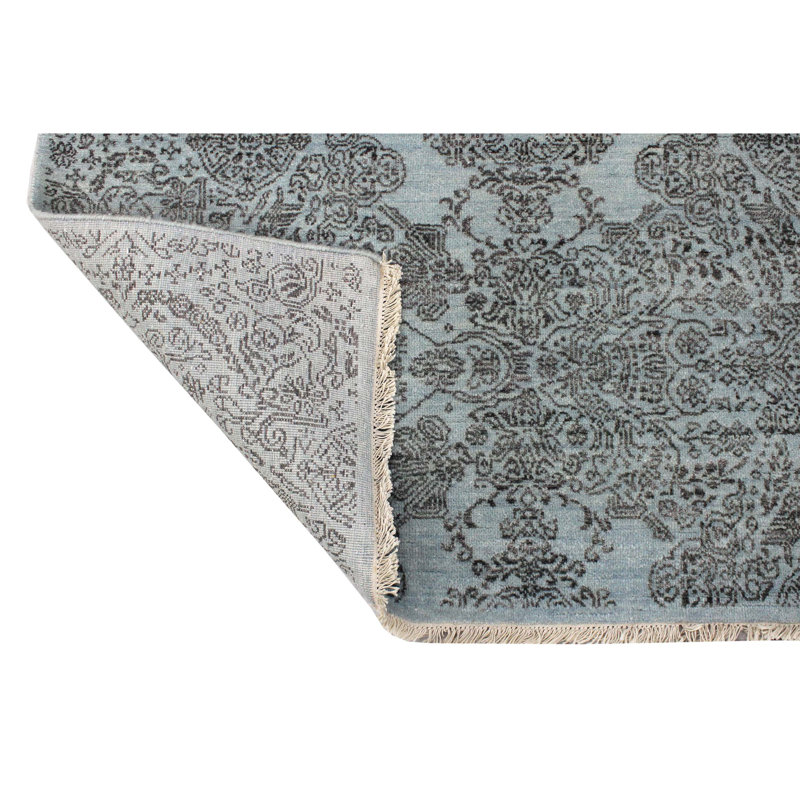 Hand Knotted Damask Indoor Rug, Rectangle 8' x 10'