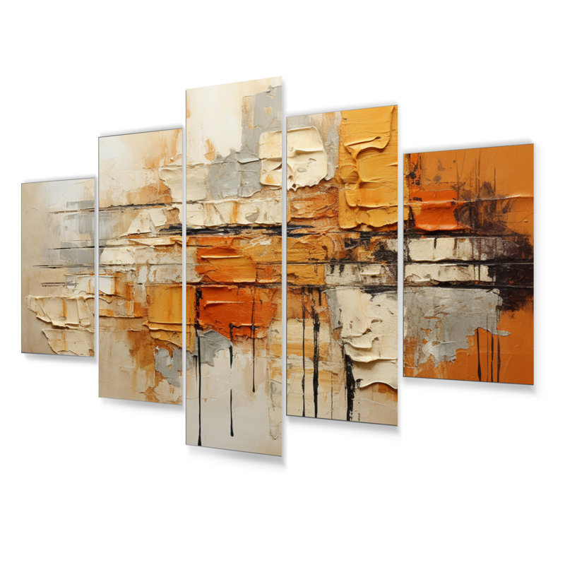 Ensemble de décorations murales en métal Orange Impressions III