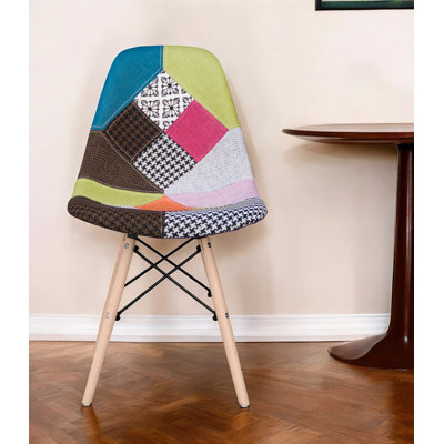 Chaise d'appoint de salle à manger rembourrée en tissu rose et naturel
