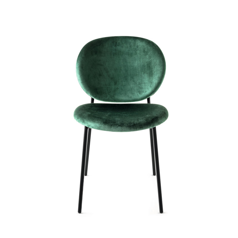 Inès Upholstered Chair with Metal Frame, Forest Green, Matte Black