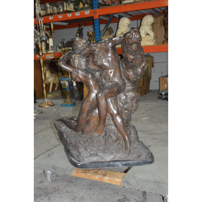 Lovers Replica By Rodin Bronze Statue -  Size: 28"L X 18"W X 32"H.