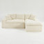 Canapé polyvalent en velours blanc tortue: méridienne convertible à deux places et à droite avec sièges en face à face, permutable entre la forme en L et la forme droite-1059929034-1062220578