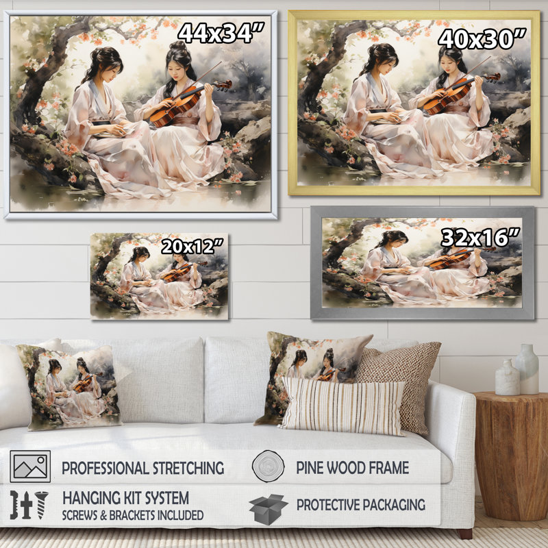 «China Art Jasmine Tea» - impression, H 24 po x l 32 po x P 1 po, Cadre flottant blanc