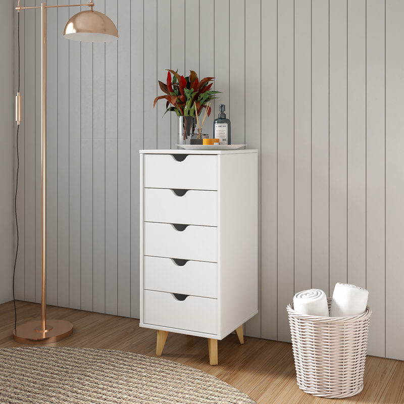 Commode pour la lingerie 5 tiroirs Bobbi-Rose, Blanc