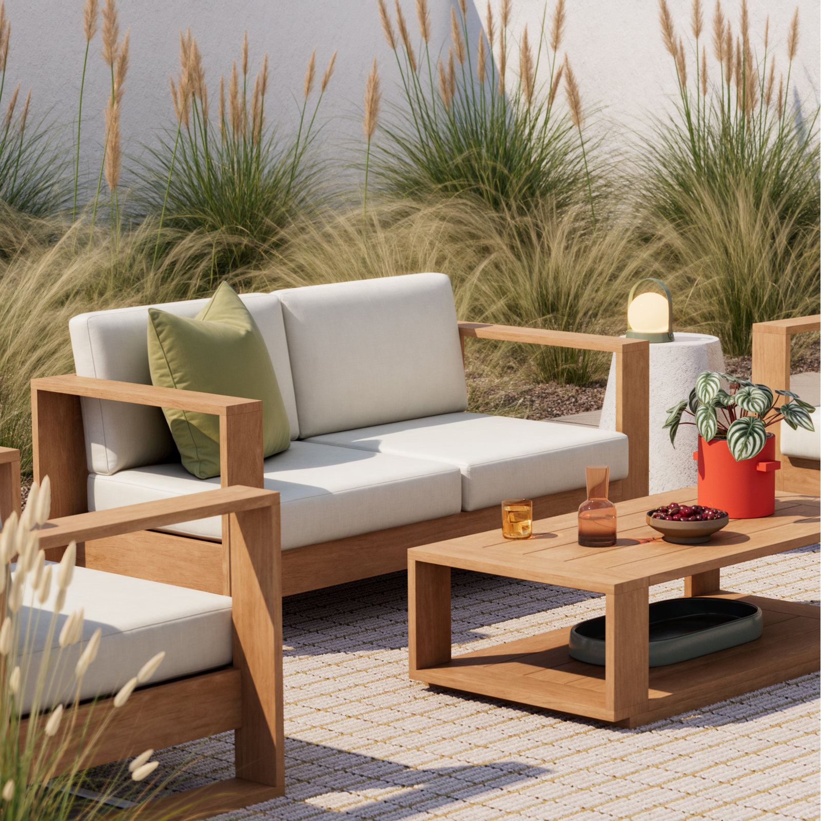 Shay 68" Outdoor Sofa In Oiled Eucalyptus