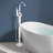  Topcraft Single Handle Floor Mounted Freestanding Tub Faucet with Handheld Shower，Chrome-69763967