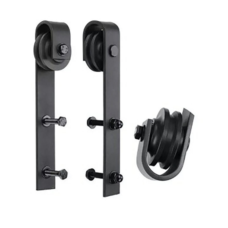 Black Steel Sliding Barn Door Hardware Kit for 18 in. Doors