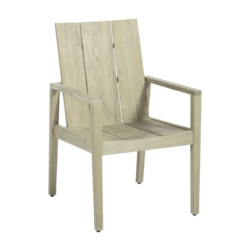 Ashland Patio Dining Armchair with Cushions, Oyster Teak, Dove Sunbrella® Linen, No Welt