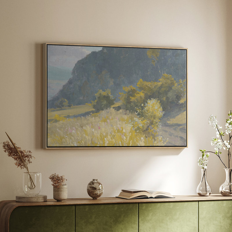 Paysage rétro -DCCXLV III, H 27 po x l 41 po x P 2 po, Toile naturelle avec cadre flottant