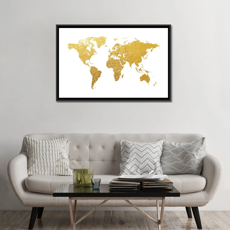 «Gold Foil On White» par Michael Tompsett, impression sur toile tendue, H 18 po x l 26 po x P 1,5 po, Toile avec cadre noir