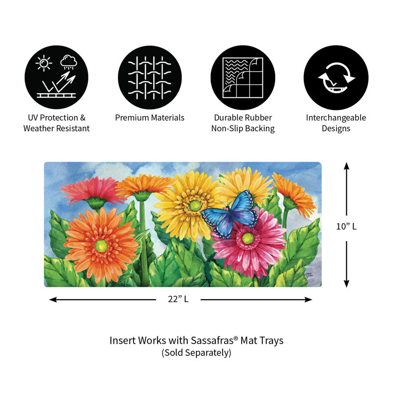 Gerbera Daisies Sassafras Switch 22 in. x 10 in. Non-Slip Outdoor Door Mat