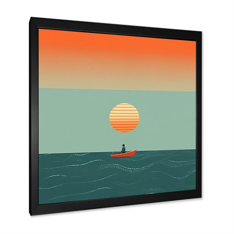 Minimalisme solidaire paysage VI sur toile, H 24 po x l 24 po x P 1 po, Cadre photo noir
