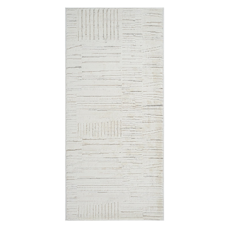 Tapis géométrique gris et beige 2 pi x 5 pi