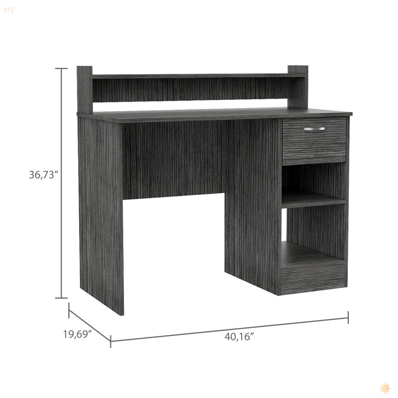 Bureau d'écriture, plusieurs tablettes, un tiroir, Gris