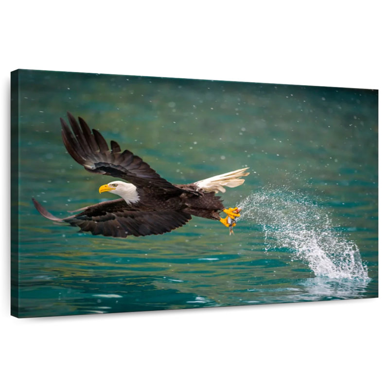 Brampt Eagle Catching Prey, 32" H x 48" W