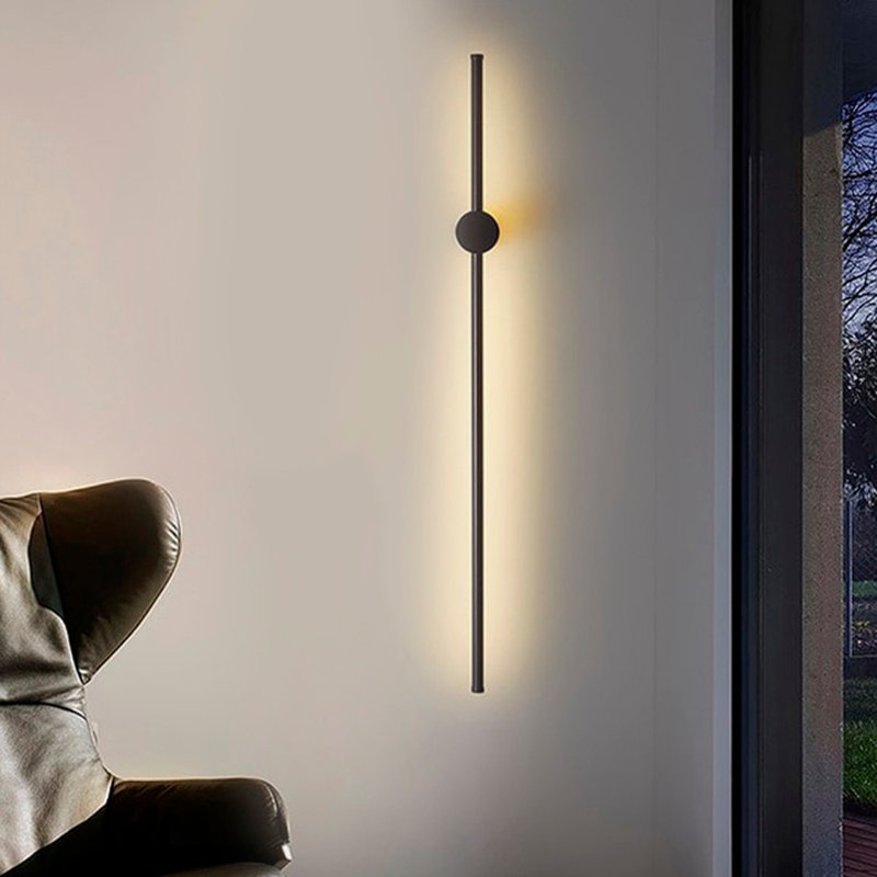 Modern Wall Lamp, Black Metal Body, 3.5 x 35.8 x 3.9 Inches | 1 x 18W Integral LED, 3000K Warm White Light, 1800 Lumens | Scandinavian Design, Perfect for Home or Office Decor, Stylish & Functional