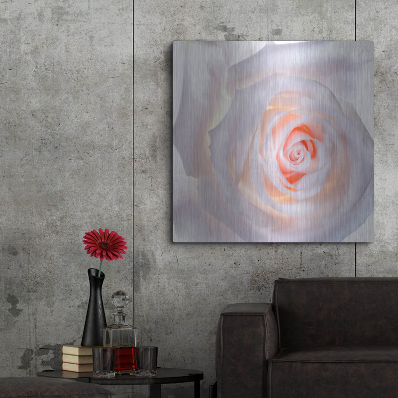 «Love Is A Pink Rose» par Pamela Plummer, art mural en métal, H 36 po x l 36 po
