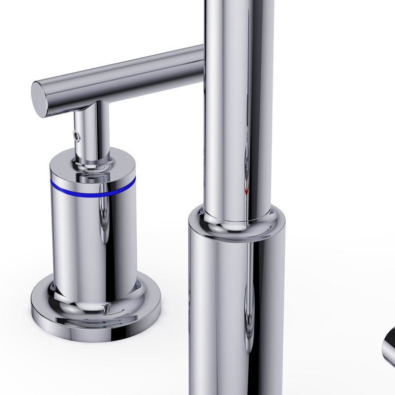 Robinet de salle de bain à trois trous à deux poignées en acier inoxydable avec bonde escamotable Topcraft, Chrome