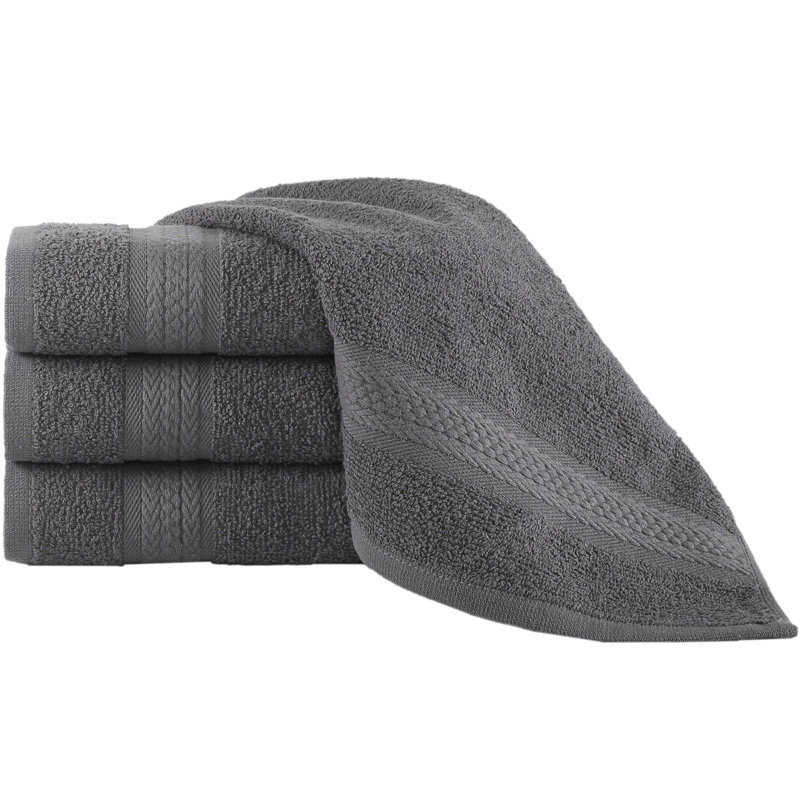 4 Pieces Washcloths Bath Linen Set Quick-Dry, Highly Absorbent , Soft Feel Towels, Premium Quality Flannel Face Cloths, Grey