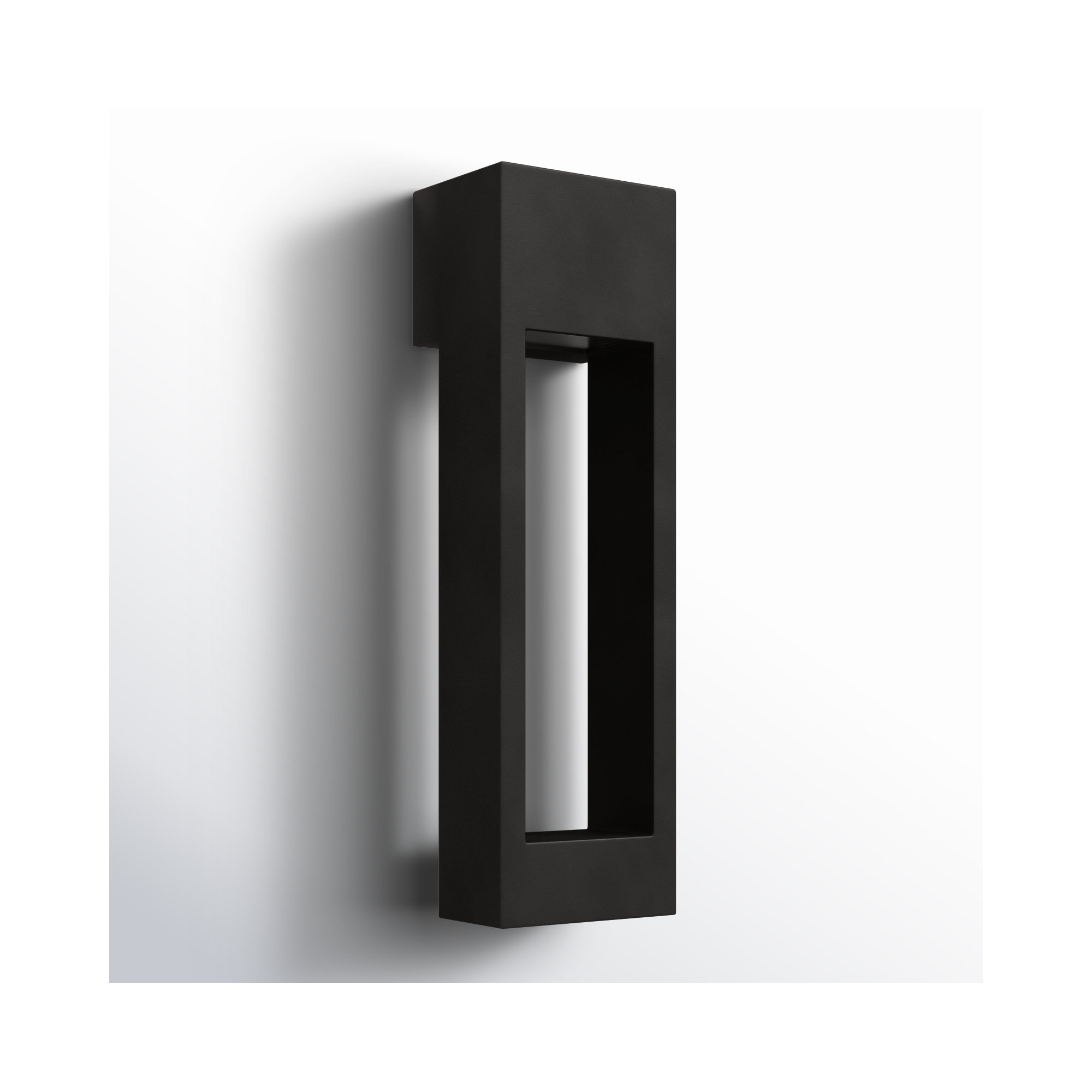 Blandburg Rectangle Outdoor Aluminum LED Wall Light, Black, 24" H x 7" W x 7" D