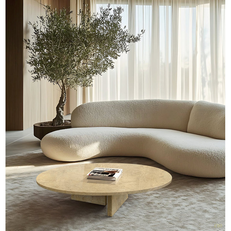 Élégante table basse en marbre Glod, H 9,91 po x L 35,51 po x l 35,51 po, Yellow