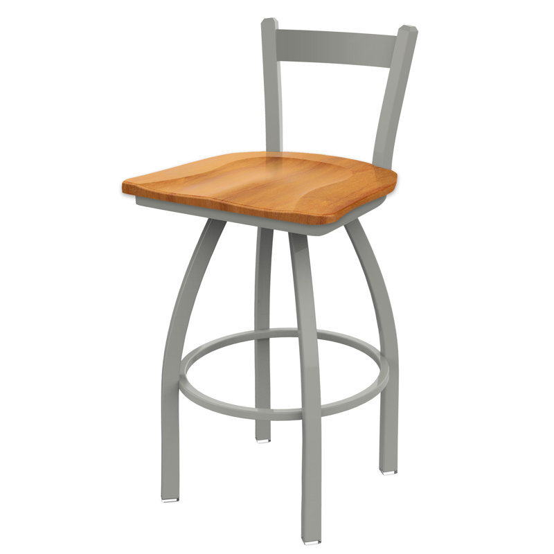 821 Catalina Low Back Swivel Counter Stool, Wood-Medium Maple, Anodized Nickel, Counter Stool ( 25" Seat Height)
