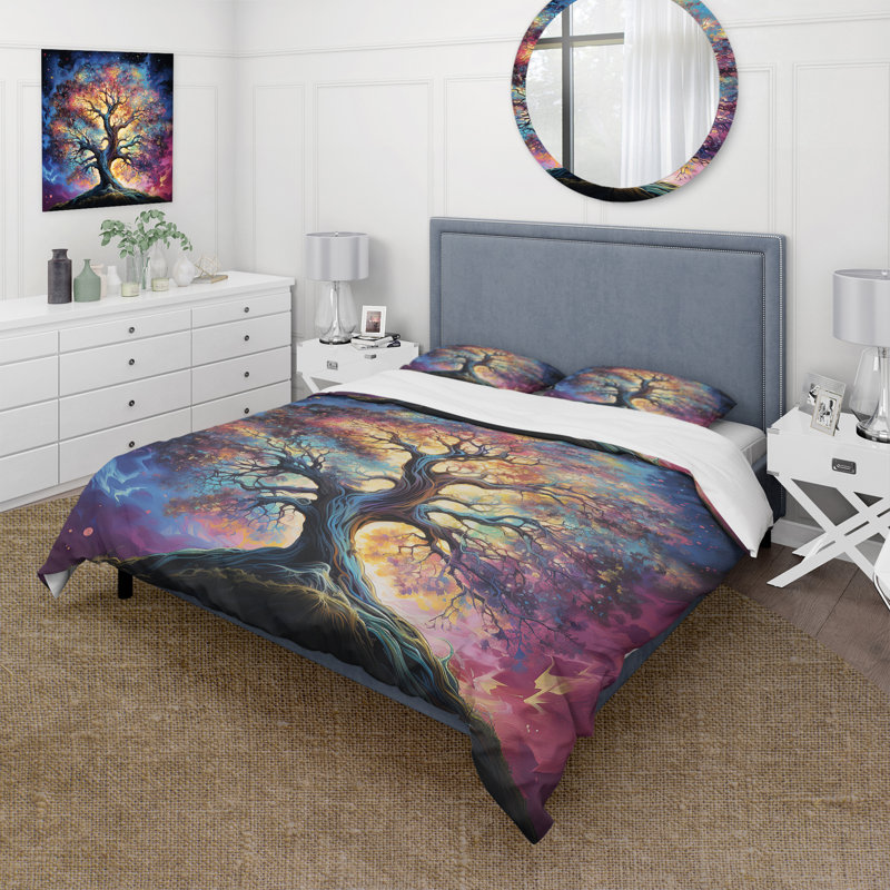 Ensemble de housse de couette Colorful Oak Tree Eernal Force I - Tree Oak, Housse de couette simple + 1 taie décorative stan