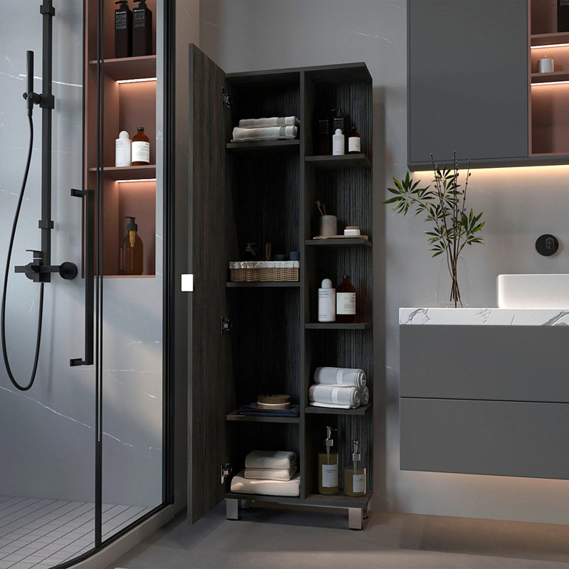 Armoire à linge à 5 tablettes, Gris