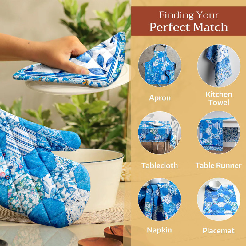 Maison d'Hermine Summer Blues 100% Cotton Oven Mitt - 7.5" x 13"