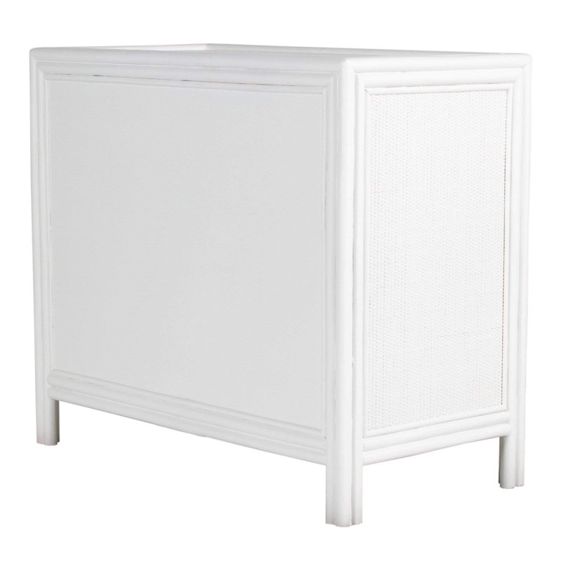 Aruba 4 - Drawer Nightstand, White/Brushed Nickel